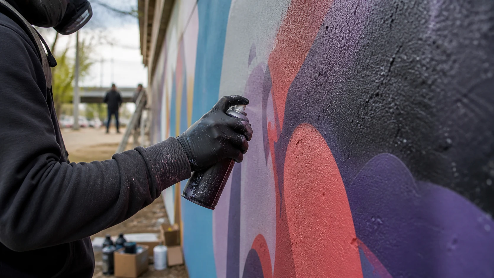 Autor radi mural na dopuštenom vanjskom zidu